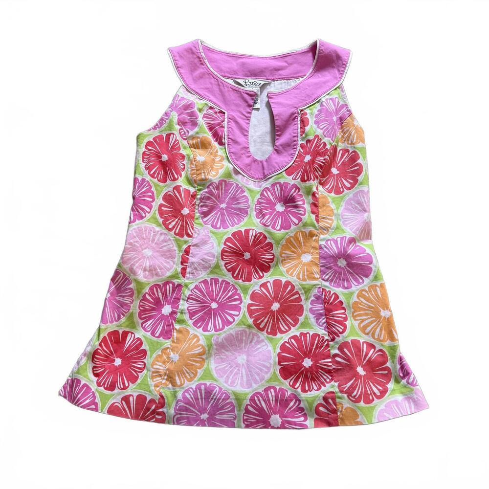Lilly Pulitzer Size 2 VTG Juice Stand Lined Sleeveless Keyhole neck Side Zip Top